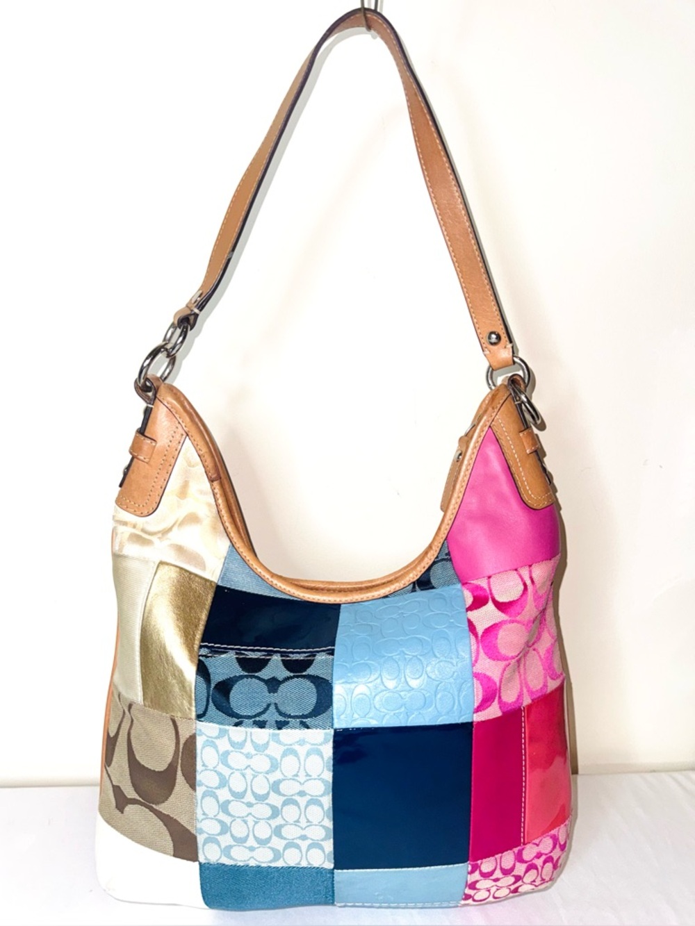 Coach Patchwork Leather and Signature  Hobo Bag - Multi Color (Style #14650)
